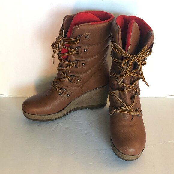 Cougar - Wedgy Pillow Boot Waterproof Leather Quilted Snow Ski Retro     size 6 - Picture 1 of 8